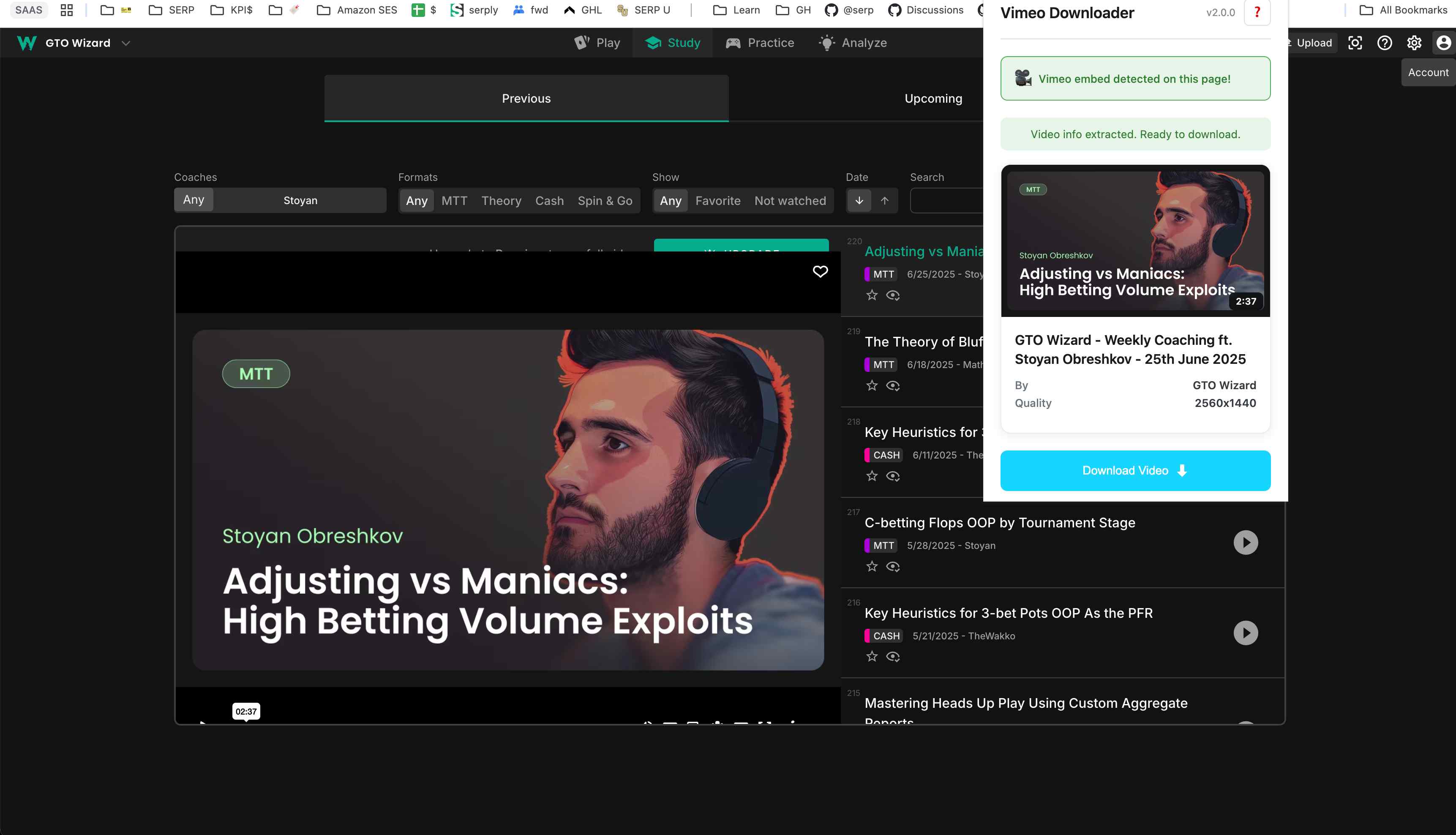 Vimeo Video Downloader main interface